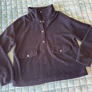 C&C California Size L Black Sherpa Half-snap Pullover